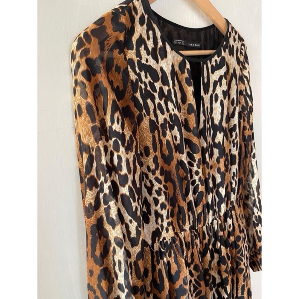 Zara Leopard Print Long Sleeve Dress